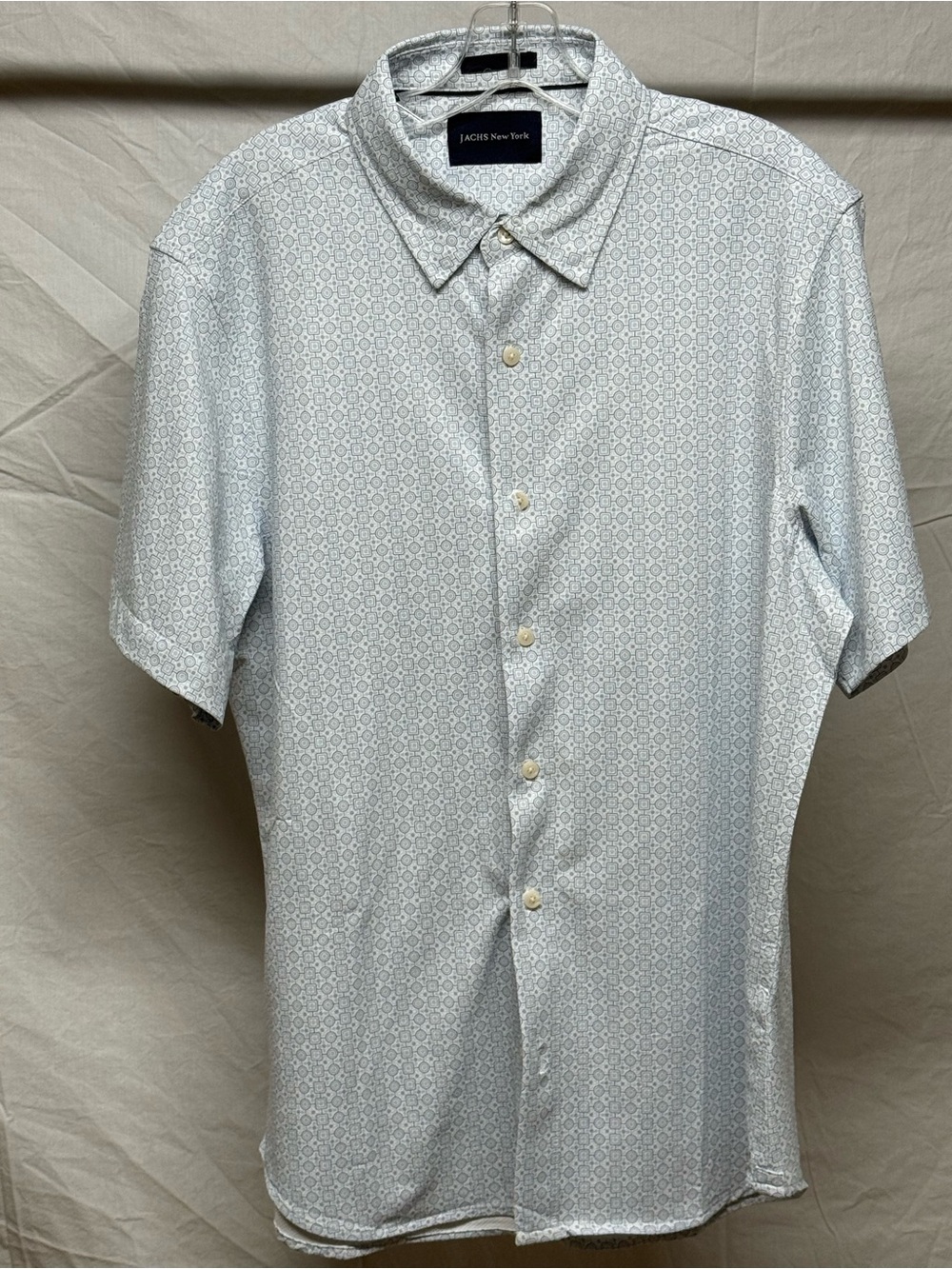 Jachs New York Light Blue Geometric Casual Button-Down Shirt